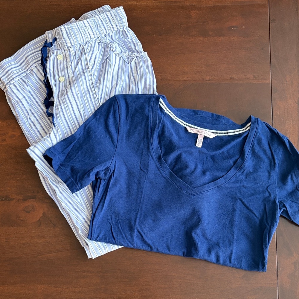 Victoria’s Secret size small blue pj pajama pants and shirt set